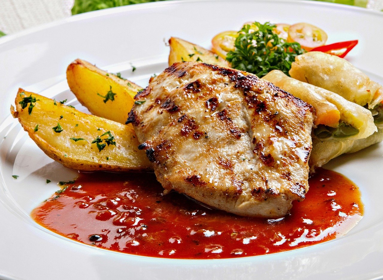chicken, steak, menu